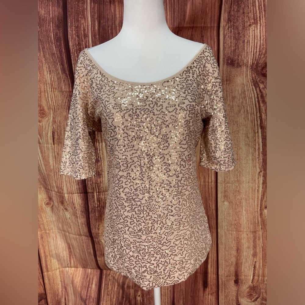 Banana Republic beautiful pink sequins cotton T-shirt blouse women’s size M